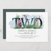 Woodland Two - 2 Invitation d'anniversaire (Devant / Derrière)