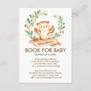 Woodland Uil Baby shower Boek voor Baby Kaart
