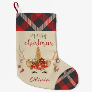 Woodland Unicorn Gezicht met gewei Kleine Kerstsok