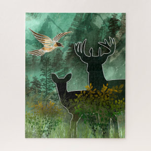 Woodland Union Paar Herten en Havik Legpuzzel