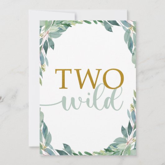 Woodland Verjaardag Uitnodiging Twee Wild Uitnodig (Achterkant)