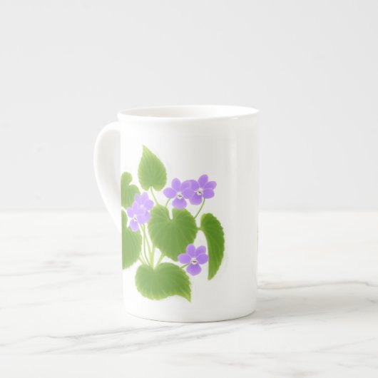 Woodland Violets Bone China Mok (Voorkant links)