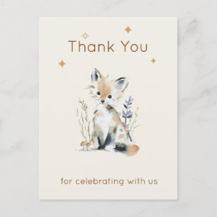 Woodland Vos Baby Shower Bedankkaart Briefkaart