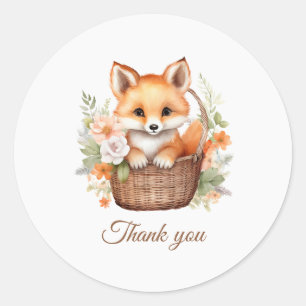 Woodland Vos Baby Shower Bedankt Ronde Sticker