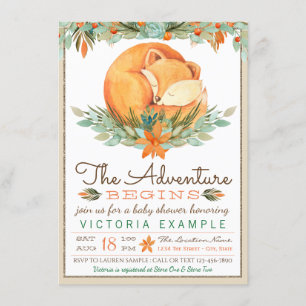Woodland Vos Herfst Baby Shower Uitnodigingen