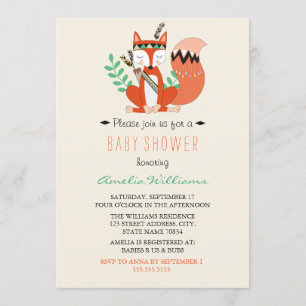 Woodland Vos Neutrale Baby Shower Uitnodiging
