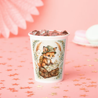 Woodland Vos Verkenner Baby Shower Uitnodiging, Wa Papieren Bekers