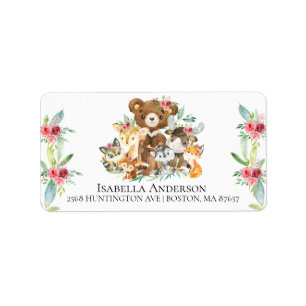 Woodland vrienden Baby shower Adres Label