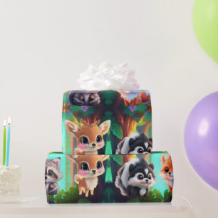 Woodland vrienden vos stinkdier wasbeer herten cadeaupapier