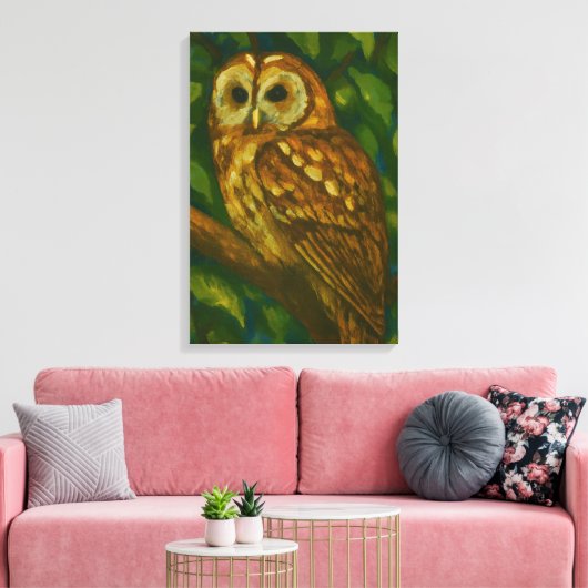 Woodland Watcher - Realistische uil kunst Canvas Afdruk (Insitu (Woonkamer))