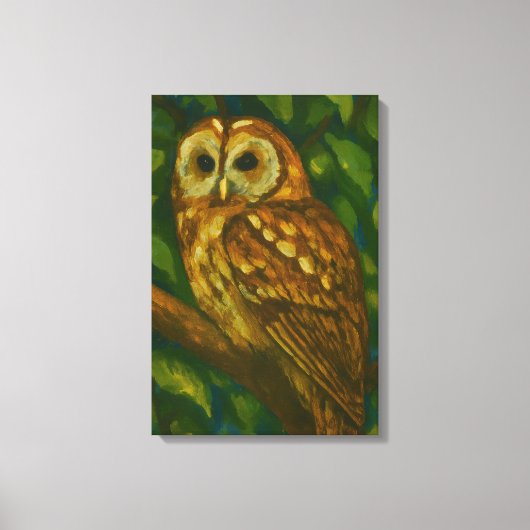 Woodland Watcher - Realistische uil kunst Canvas Afdruk (Voorkant)
