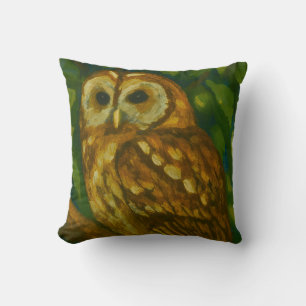 Woodland Watcher - Realistische uil kunst Kussen