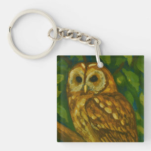 Woodland Watcher - Realistische uil kunst Sleutelhanger