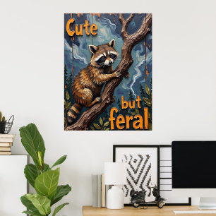Woodland Watcher: wasbeer op een ledemaat Poster