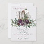 Woodland Watercolor Forêt invitations au mariage (Devant)
