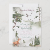 Woodland Watercolor Forêt invitations au mariage (Devant)
