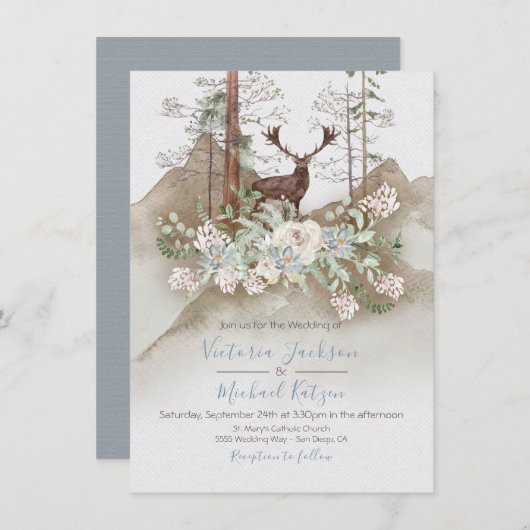 Woodland Watercolor Forêt invitations au mariage (Devant / Derrière)