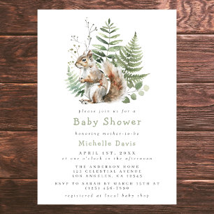 Woodland Waterverf Eekhoorn Baby shower Kaart