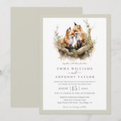 Woodland Waterverf Fox paar bruiloft Kaart (Voorkant / Achterkant)