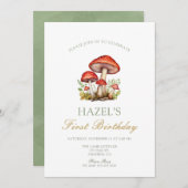 Woodland Waterverf Mushroom Herfst 1e Verjaardag Kaart (Voorkant / Achterkant)