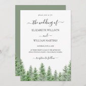 Woodland Waterverf Pine Forest Script Weddenschap Kaart (Voorkant / Achterkant)