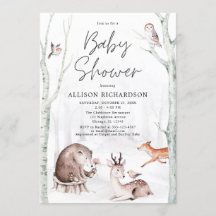 Woodland waterverven genderneutraal baby shower kaart