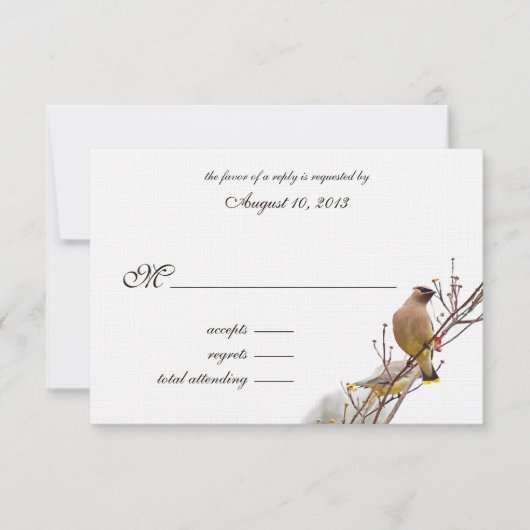 Woodland Waxwing Wedding RSVP (Voorkant)