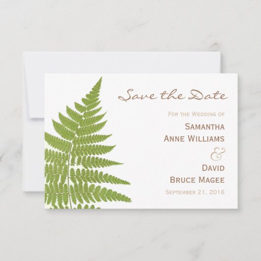 Woodland Wedding Fern Save the Date Kaart (Voorkant)