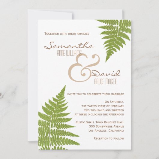 Woodland Wedding Fern Uitnodiging (Voorkant)