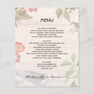 Woodland Wedding Theme Natuur Menu Sjabloon