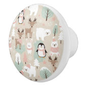Woodland Whimsical Forest Animals Winter Keramische Knop (Rechts)