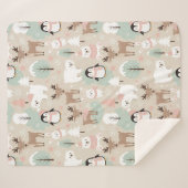 Woodland Whimsical Forest Animals Winter Sherpa Deken (Voorkant (horizontaal))