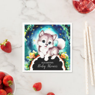 Woodland Whimsical Wolf Baby shower Servet