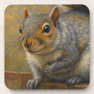 Woodland Whimsy - Realistisch Eekhoornportret Bier Onderzetter