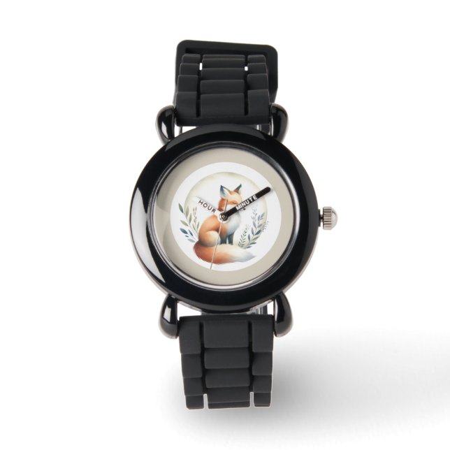 Woodland Whisper- Fox Illustration  Horloge (Voorkant)