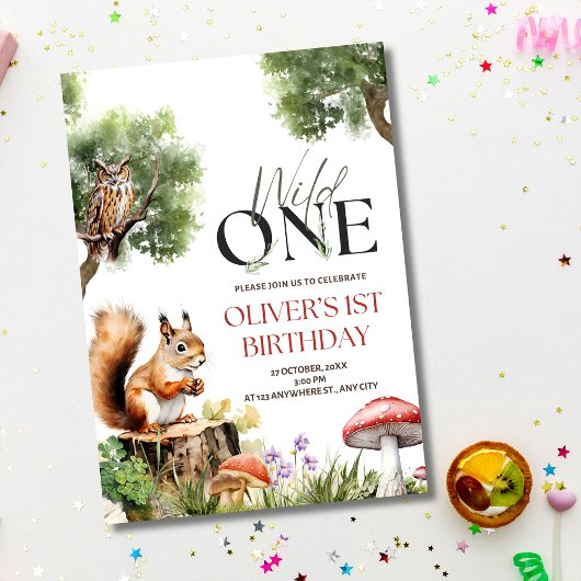 Woodland Wild One Birthday Invitation 1er Birthday