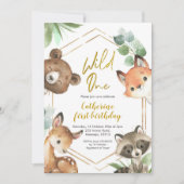 Woodland Wild One Birthday Invitation Kaart (Voorkant)