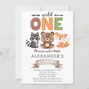 Woodland Wild Un Anniversaire Fête Invitation