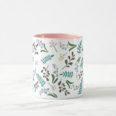 Woodland Wildflower 11 oz. Roze, witte keramische Mok (Midden)