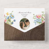 Woodland Wildflower Rustic Boho Wedding All In One Uitnodiging (Achterkant)