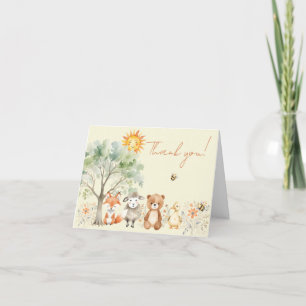 Woodland Wildlife Baby shower Bleke perzik Bedankkaart