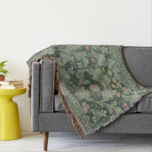  Woodland William Morris Green Floral Deken