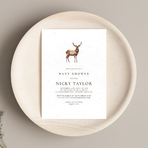 Woodland Winter Animal Deer Baby shower Kaart