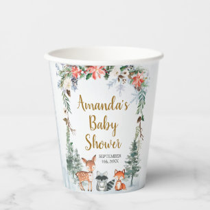 Woodland Winter Animal Forest Baby shower Papieren Bekers