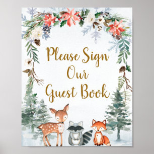 Woodland Winter Animal Gelieve onze gast te ondert Poster