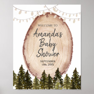 Woodland Winter Baby shower Forest Welcome Sign Poster
