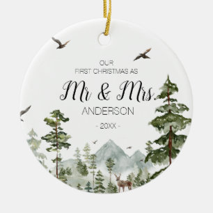 Woodland Winter Forest als Mr en Mrs. Keramisch Ornament