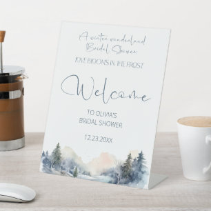 Woodland Winter Forest Vrijgezellenfeest Welkom Reclamebord Met Voetstuk