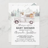 Woodland Winter Fox Baby shower Kaart (Voorkant / Achterkant)