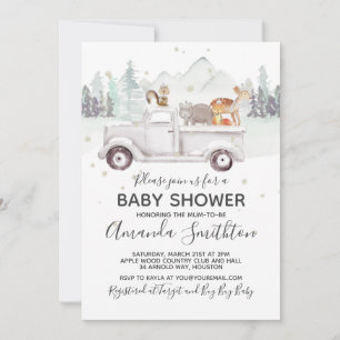 Woodland Winter Fox Baby shower Kaart